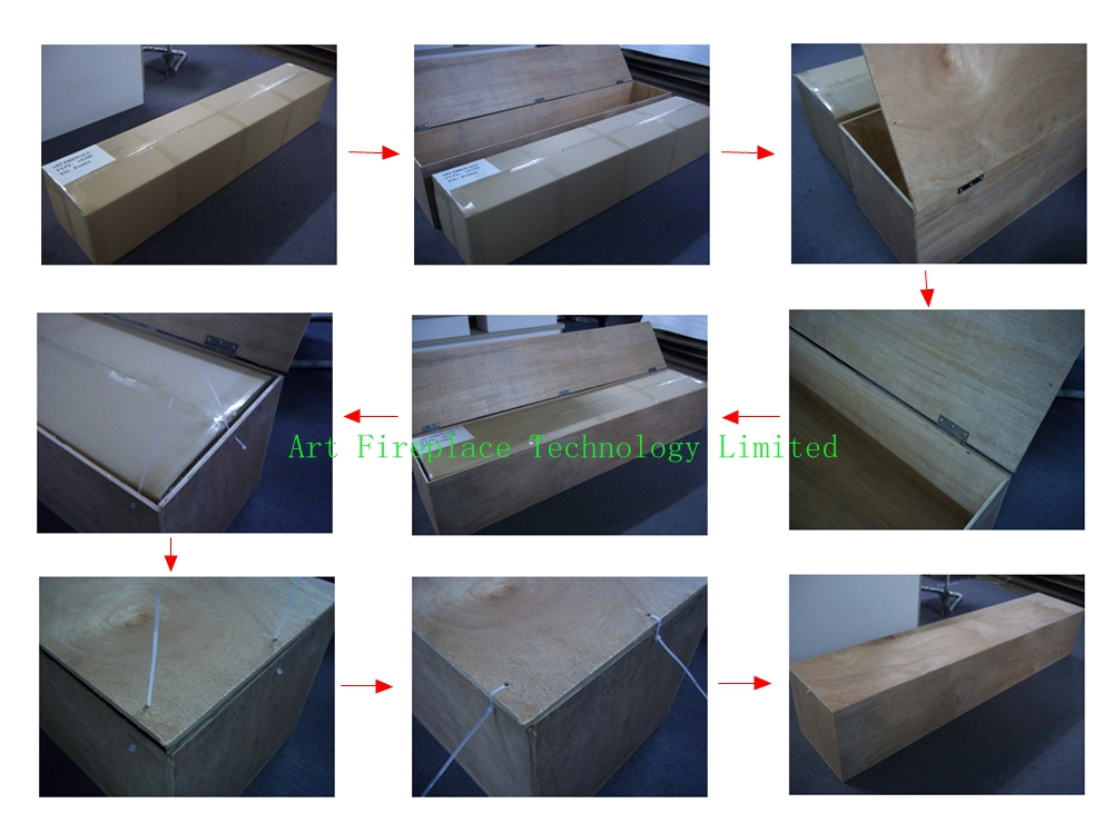 wooden package of auto bioethanol fireplace insert