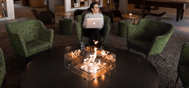 square ethanol fireplace